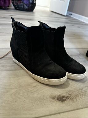 Black Wedge Sneaker Booties - Women's Fashion Sneakers